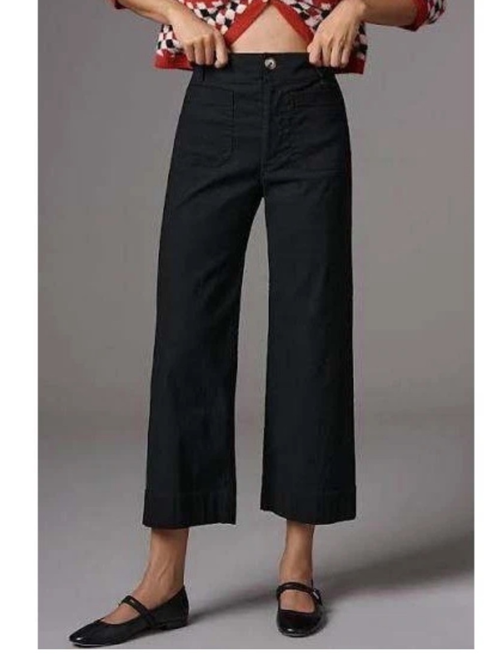 Maeve Anthropologie The Colette Black Wide Leg Magic Fabric Stretch Pants Sz 29